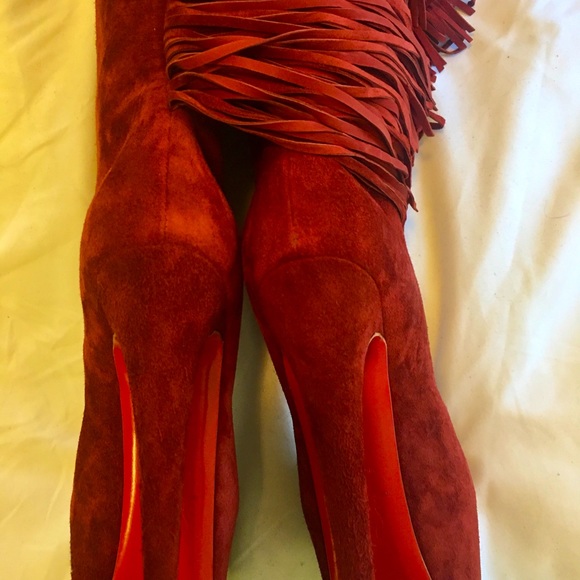 NEW Christian Louboutin INTERLOPA 160 Velours Fringe Boots - Picture 4 of 10